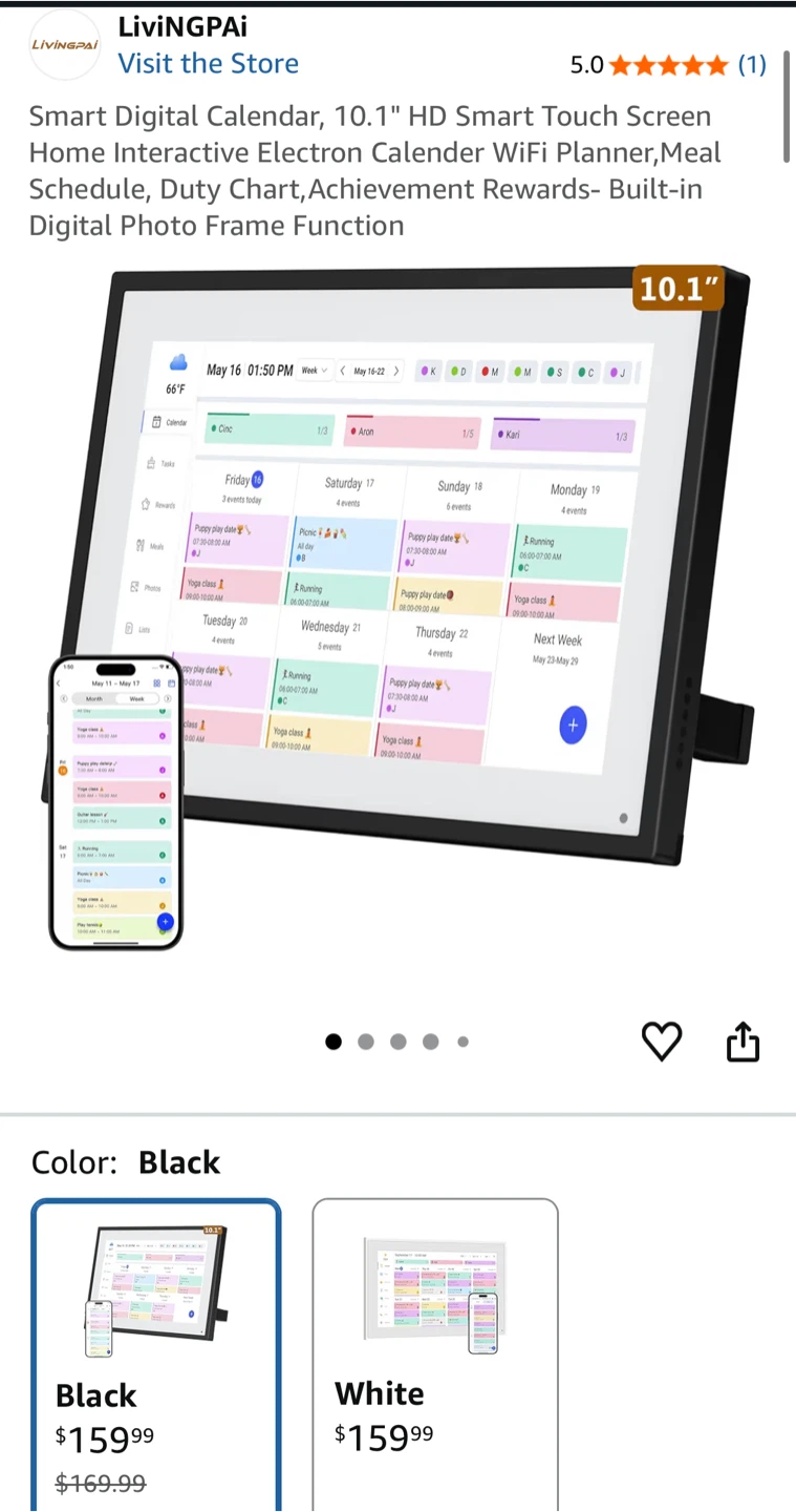 10.1" Smart Digital Calendar - WHITE