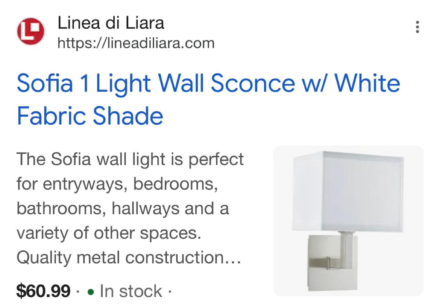 Linea Lighting Sofia Wall Sconce. Brand New(free Shipping) image indicator(8)