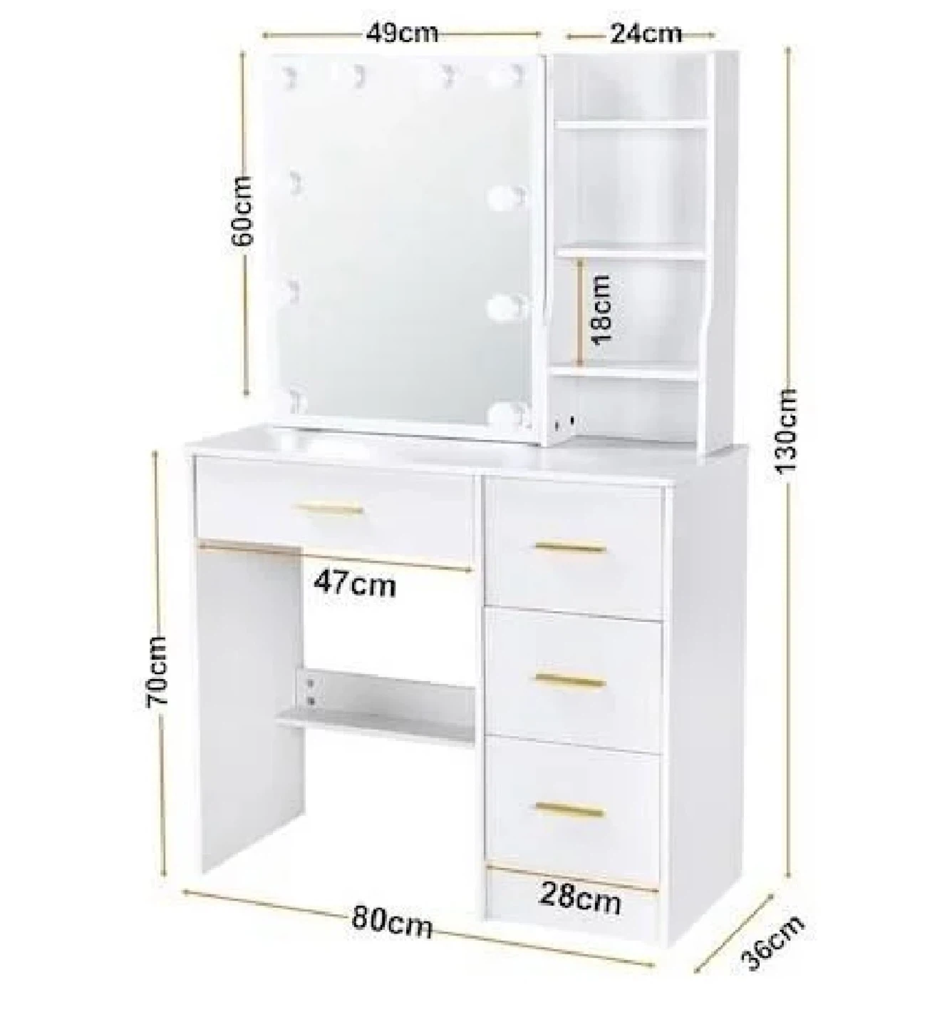 Vanity Makeup Table w/ Lighted Mirror - photo 3