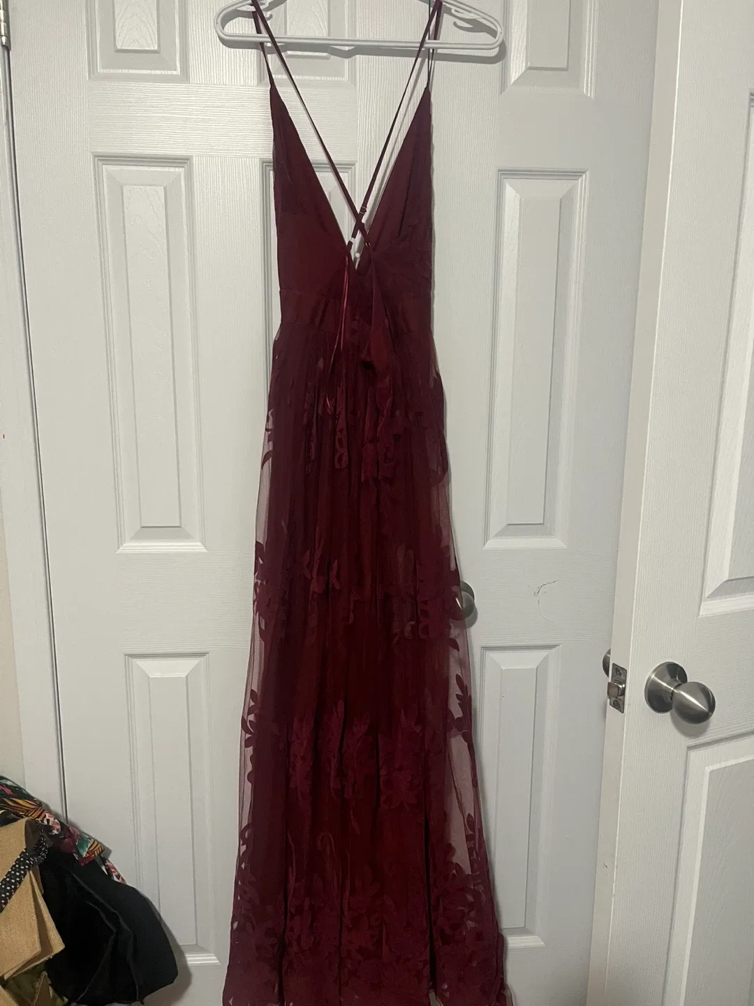 Burgundy Floral Maxi Dress size medium image indicator(2)