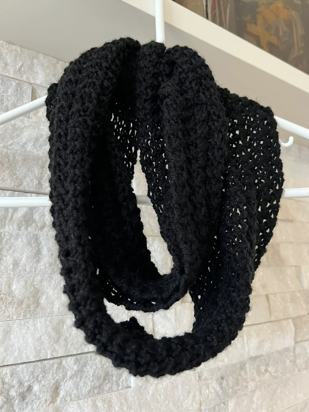 Black Knit Infinity Scarf for Youth thumbnail