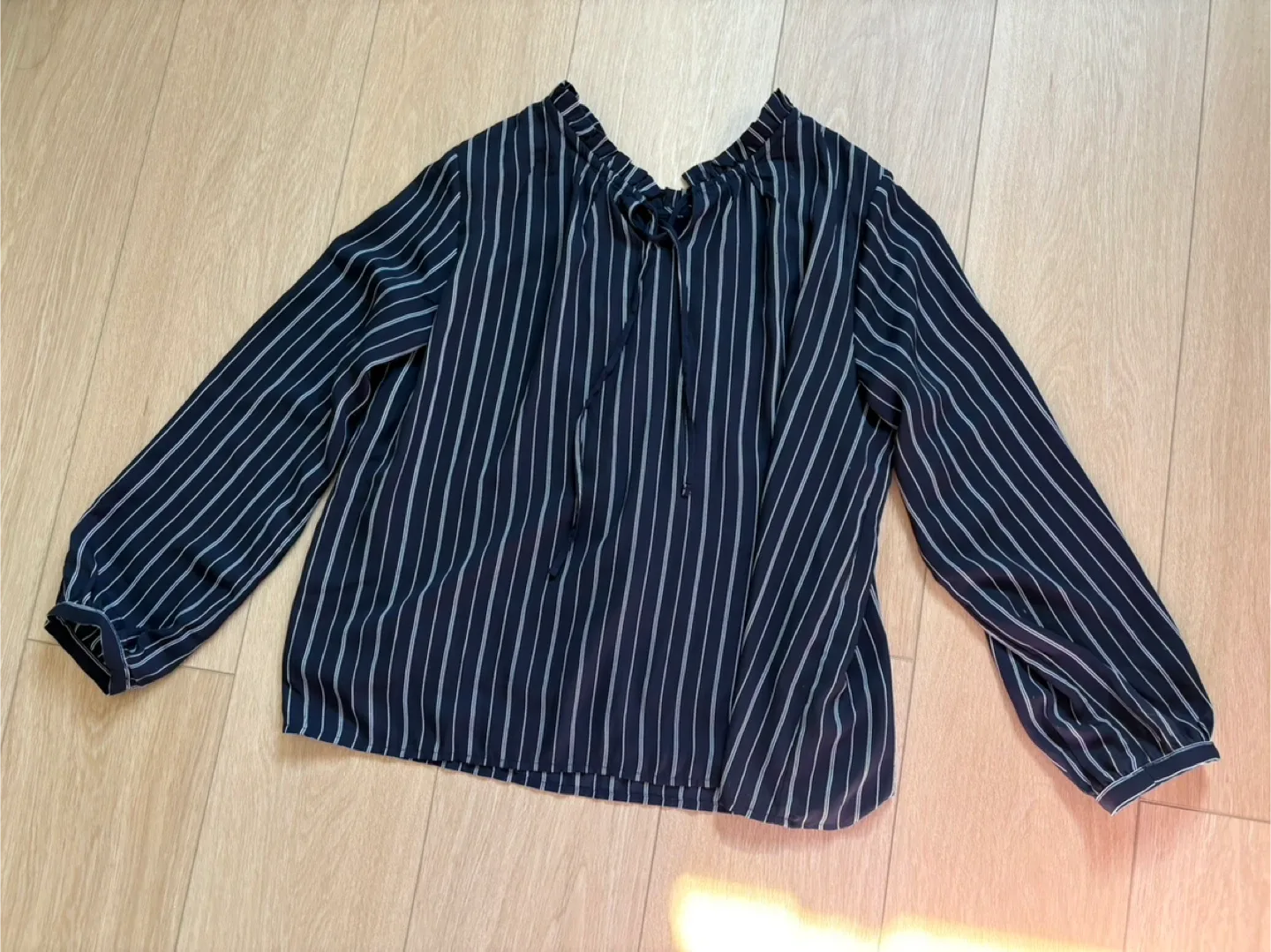 Japan Navy Striped Blouse long sleeve top medium thumbnail