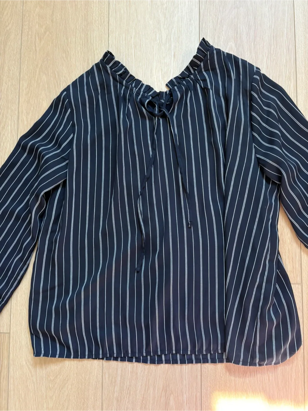 Japan Navy Striped Blouse long sleeve top medium image indicator(2)