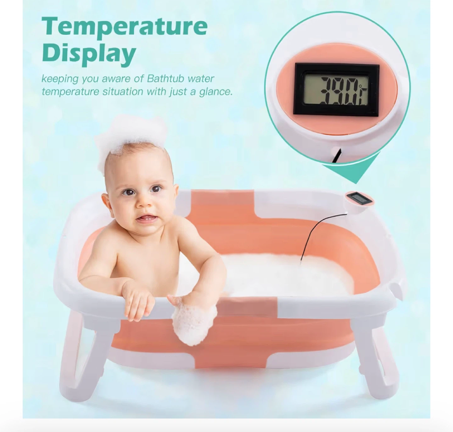 Folding Bathtub with Temperature Display, New in Box - photo 2