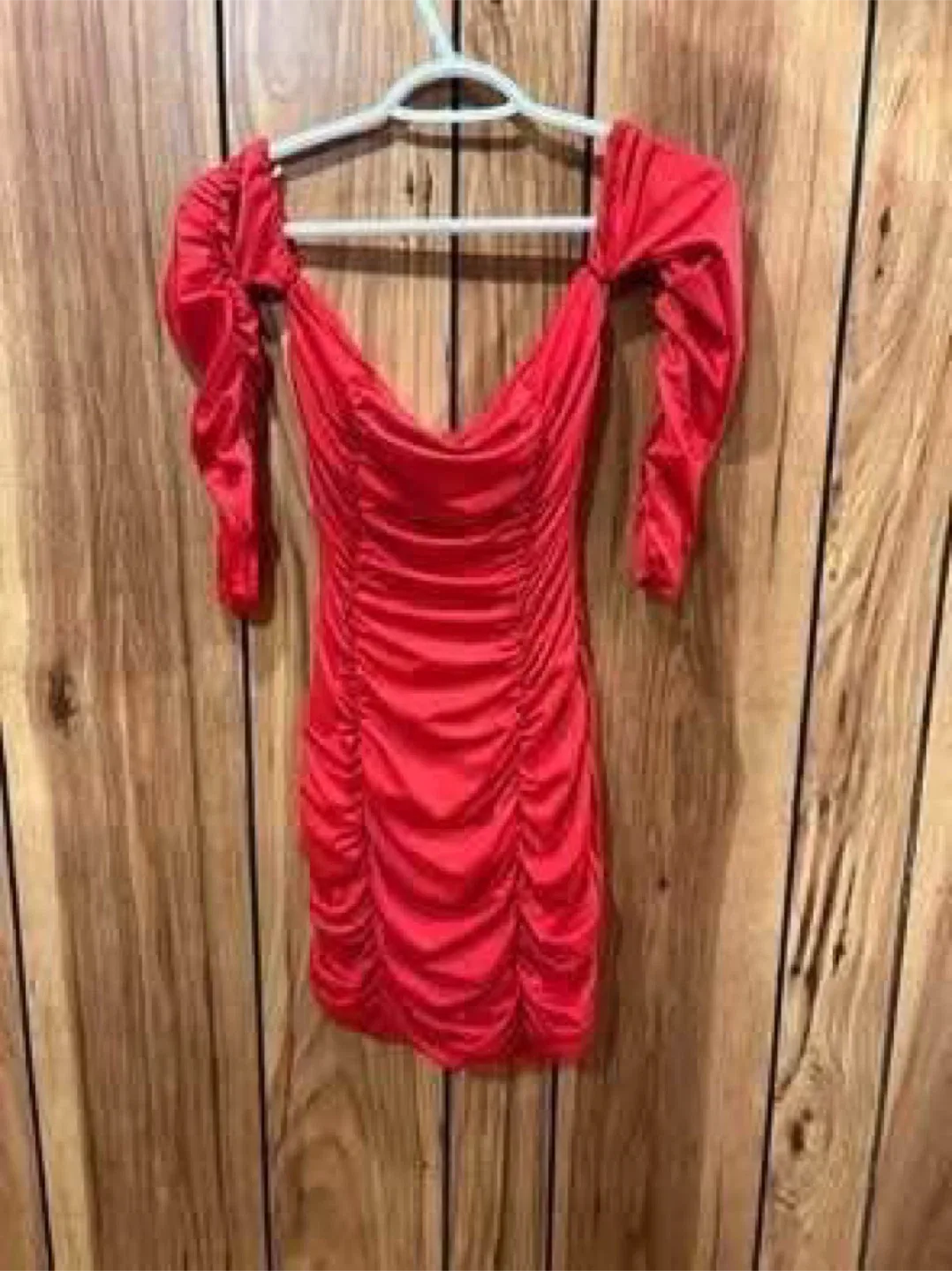 Off the shoulder bodycon ruched dress (New) (Small) thumbnail