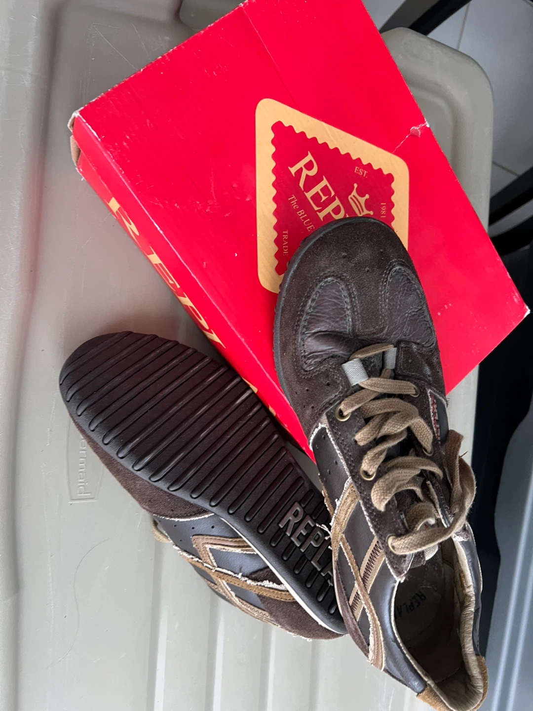 BNIB Vintage Replay Brown Leather Sneakers - photo 5