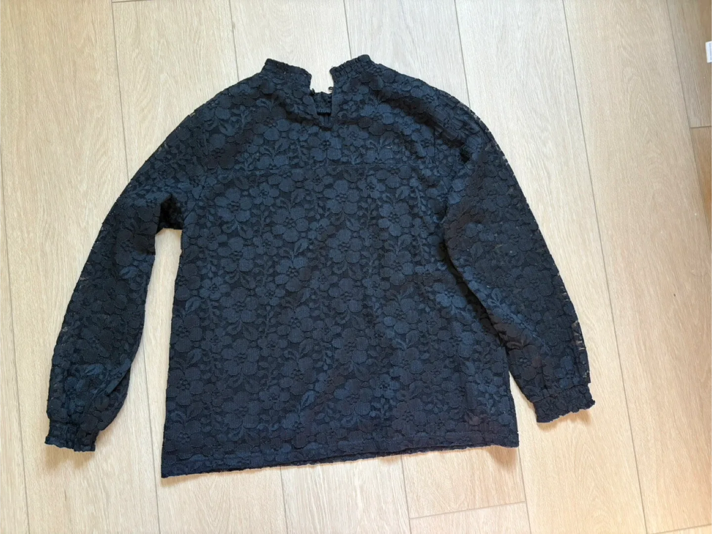 Japan Black Lace Top long sleeve shirt blouse medium thumbnail