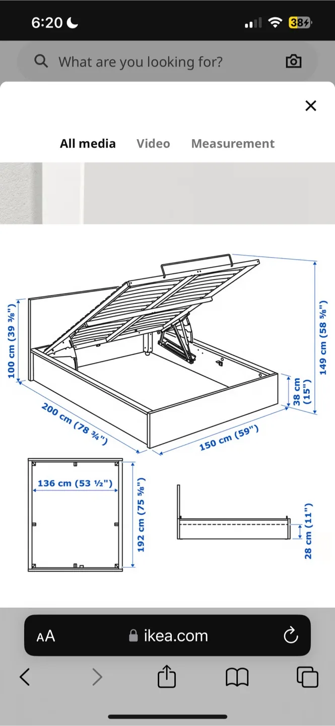 Ikea Malm Bed - Double/Full size with Storage image indicator(2)