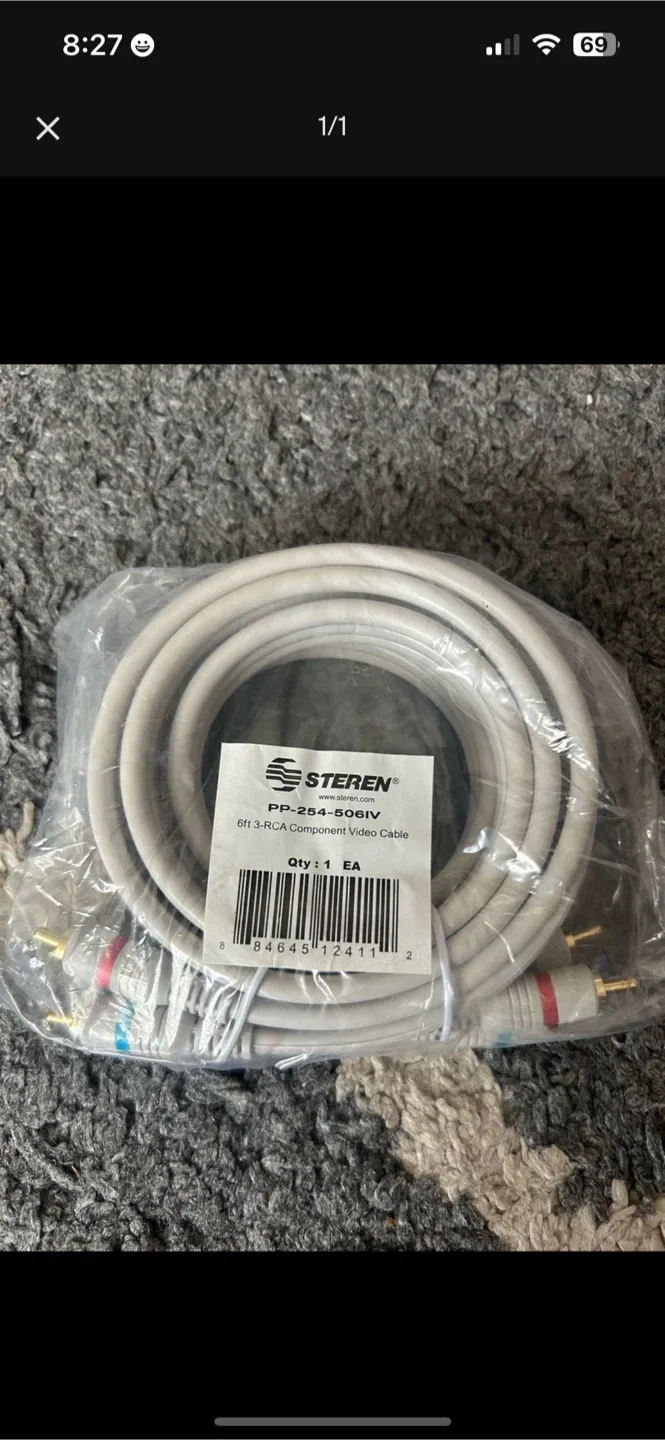 New Steren 6ft 3-RCA Component Video Cable