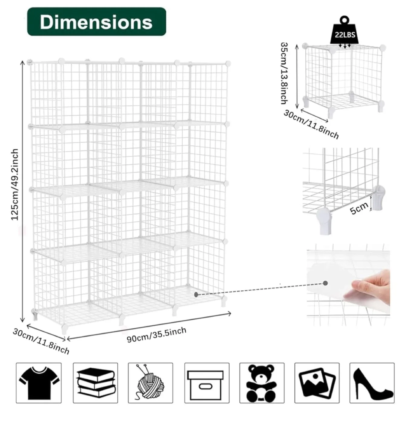 11 White Wire Cube Storage Shelf image indicator(2)