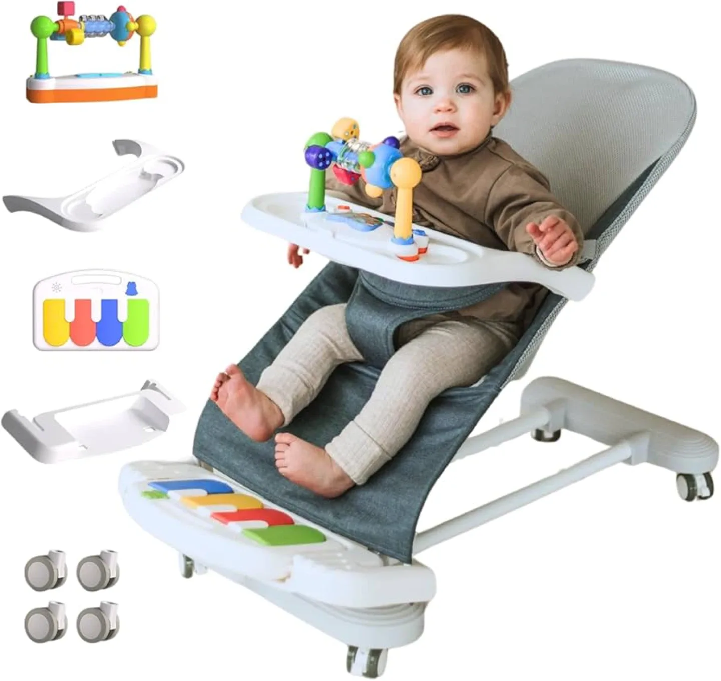 Baby Bouncer 4-in-1 / 3-Level Recline Foldable Seat w Play Bar thumbnail