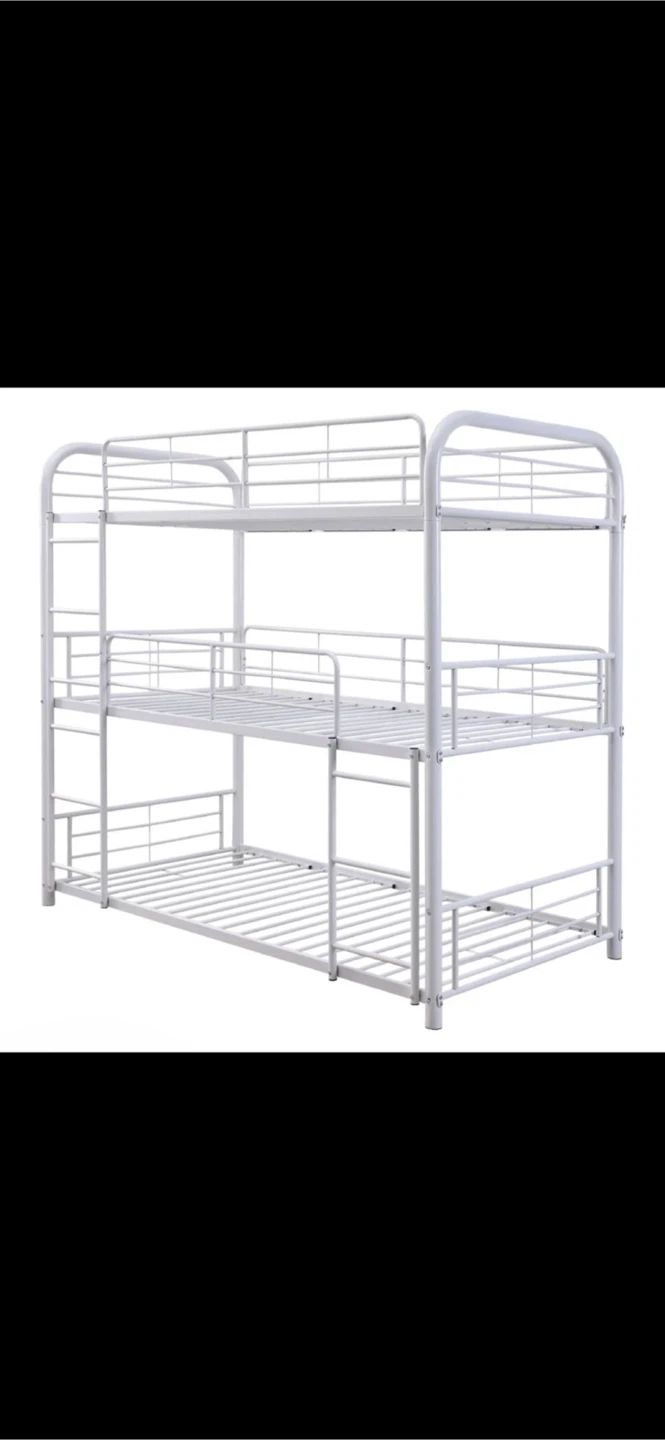 White Triple Bunk Bed Frame - photo 4