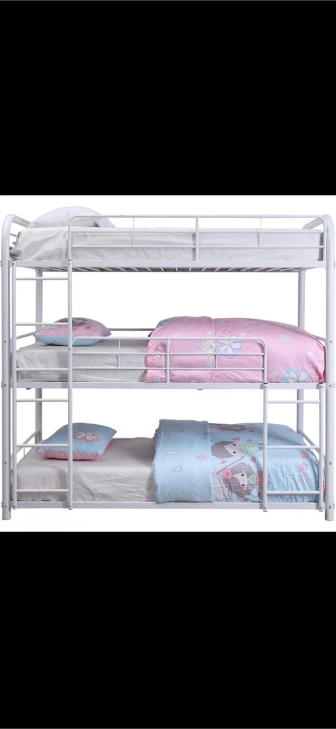 White Triple Bunk Bed Frame - photo 2
