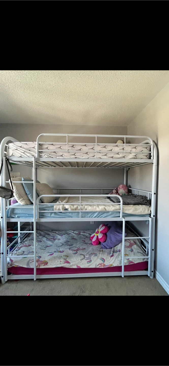 White Triple Bunk Bed Frame - photo 5