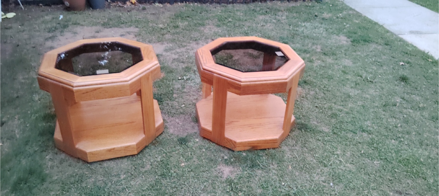 Octagon Wood End Tables (Set of 2)