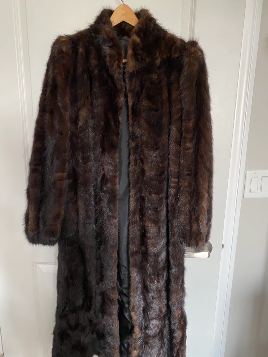 Mink coat, full length mahogany color