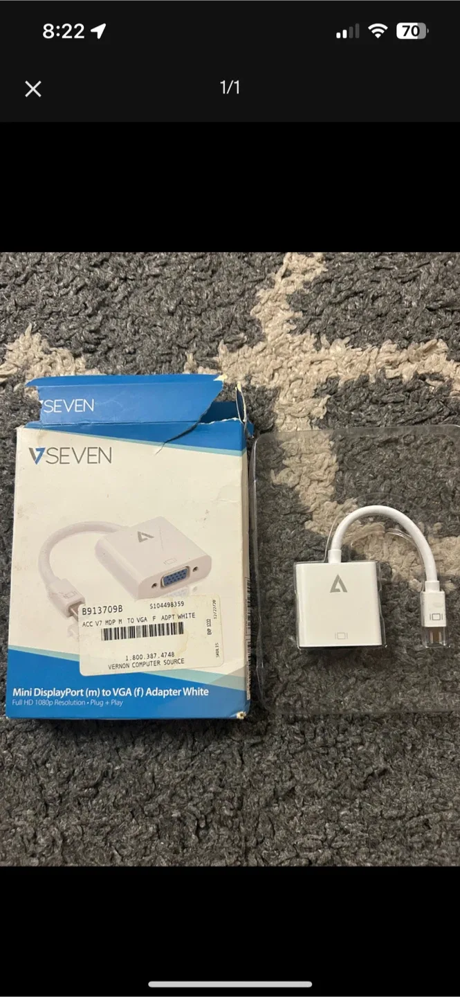 V7 Mini DisplayPort to VGA Adapter - White