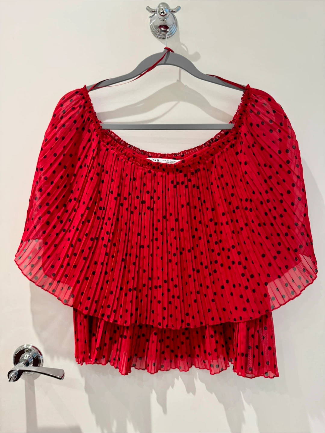 Zara Red Polka Dot Blouse Size M