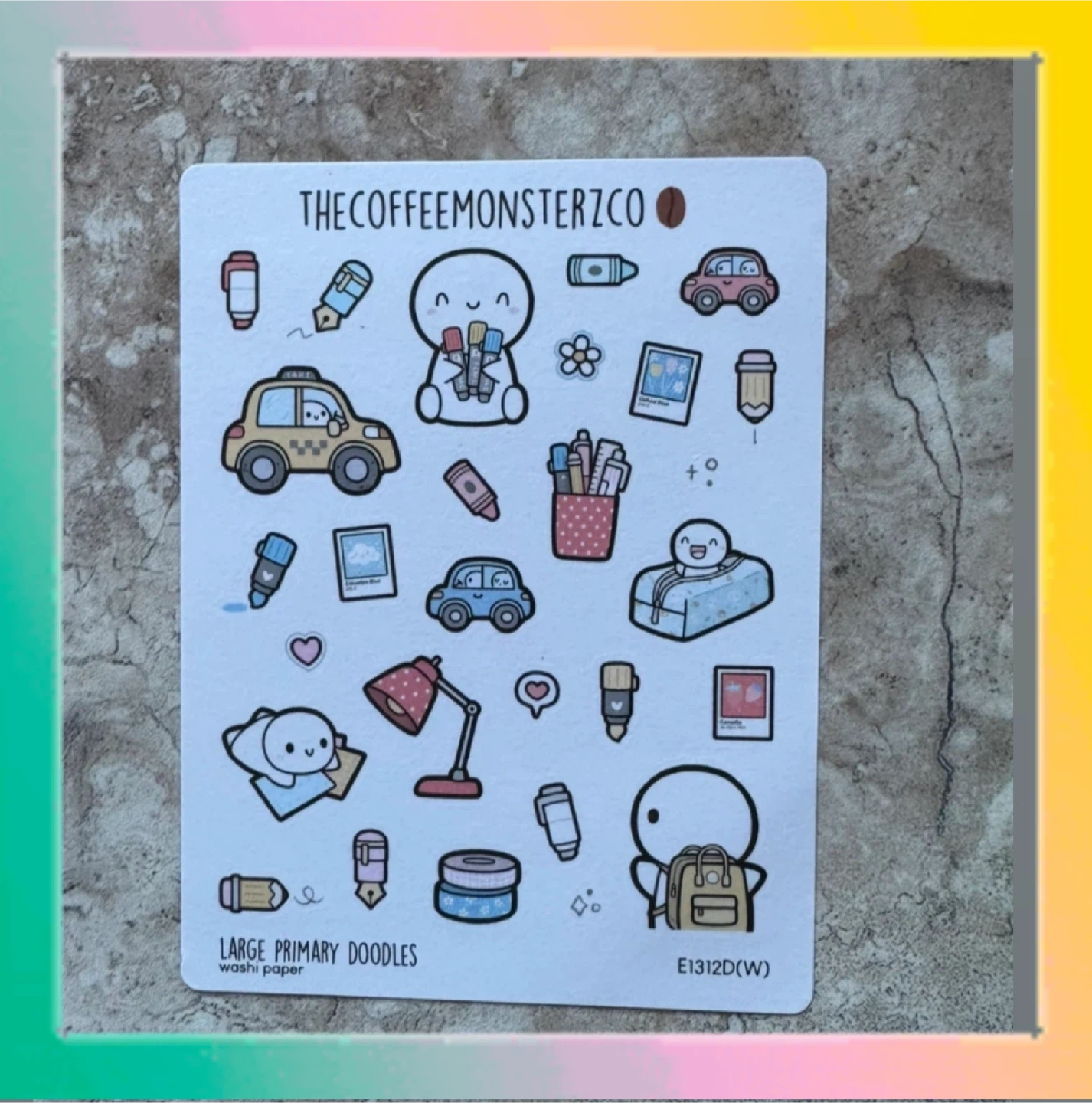 The Coffee Monsterz Co (TCMC) Stickers - Large Primary Doodles