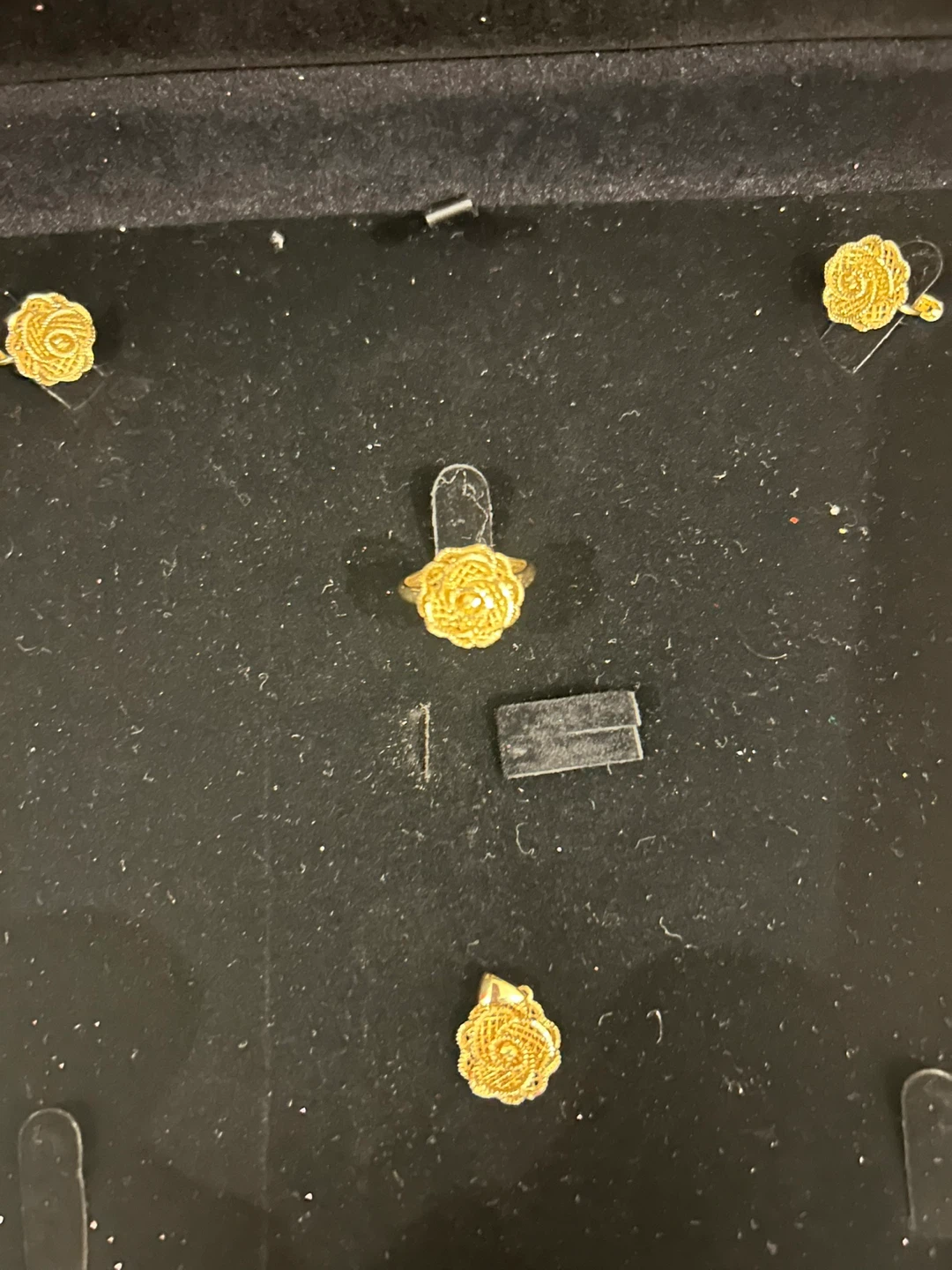 14k Turkish Gold Flower set, includes ring, earrings & pendent