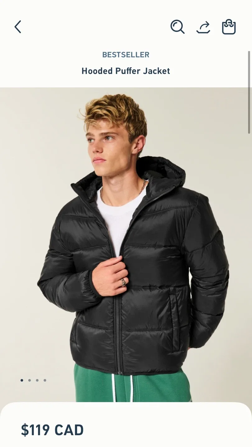 Hollister Black Puffer Jacket image indicator(8)