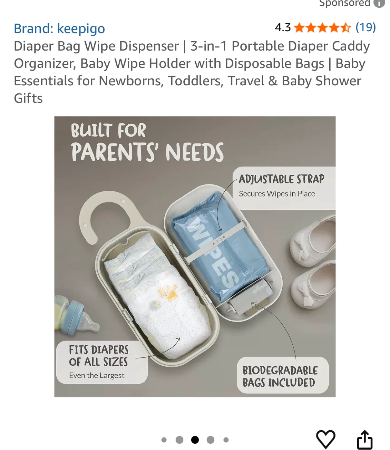 Keepigo Diaper Bag Wipe Dispenser - Portable Caddy image indicator(3)