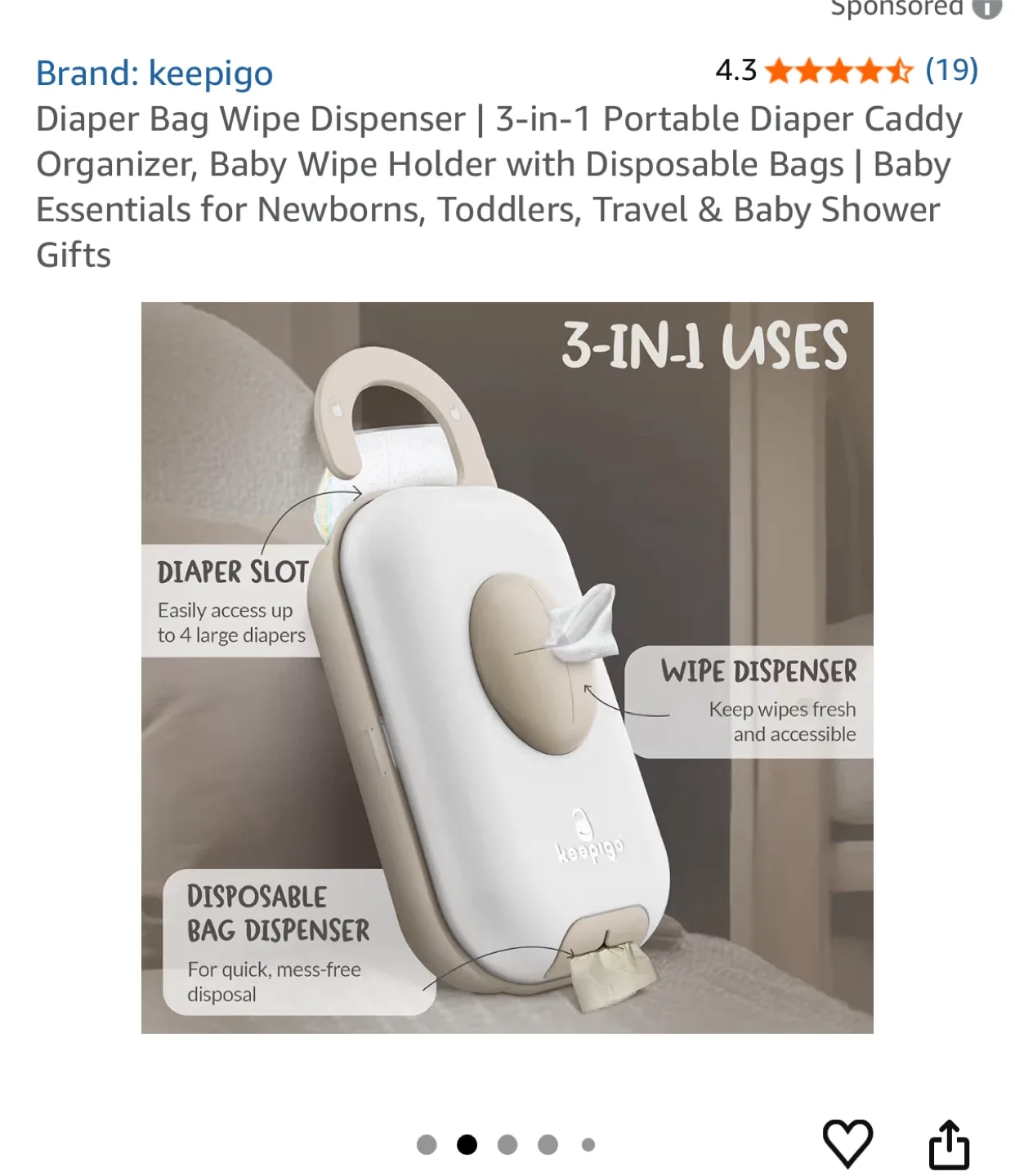 Keepigo Diaper Bag Wipe Dispenser - Portable Caddy image indicator(2)