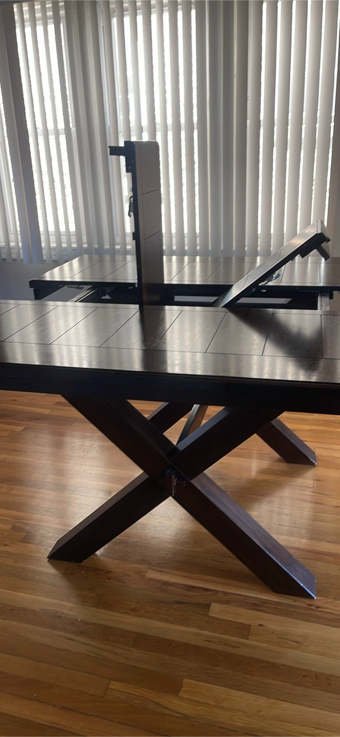 Extendable Dark Wood Dining Table - photo 3