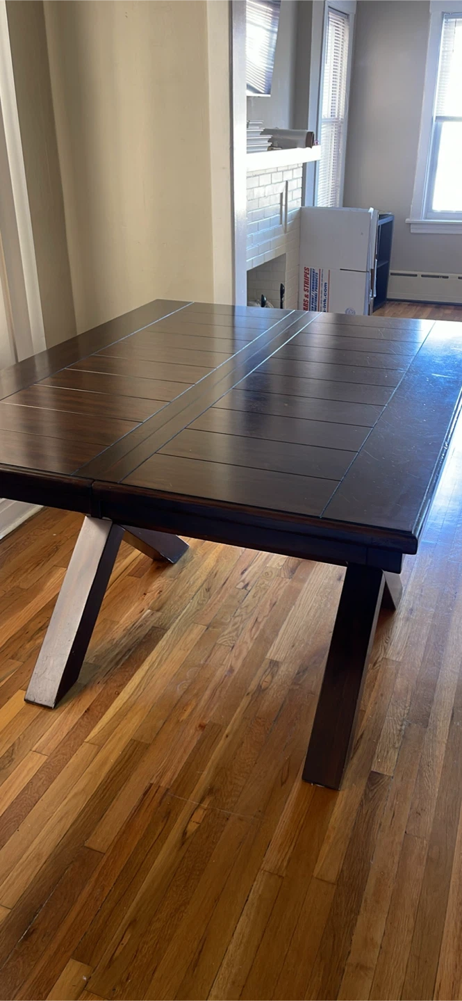 Extendable Dark Wood Dining Table - photo 2