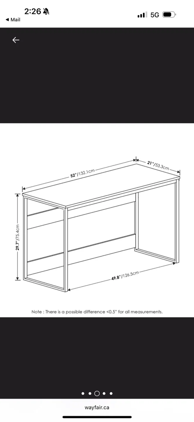 Desk, Brown/Black, 52" Wide image indicator(2)
