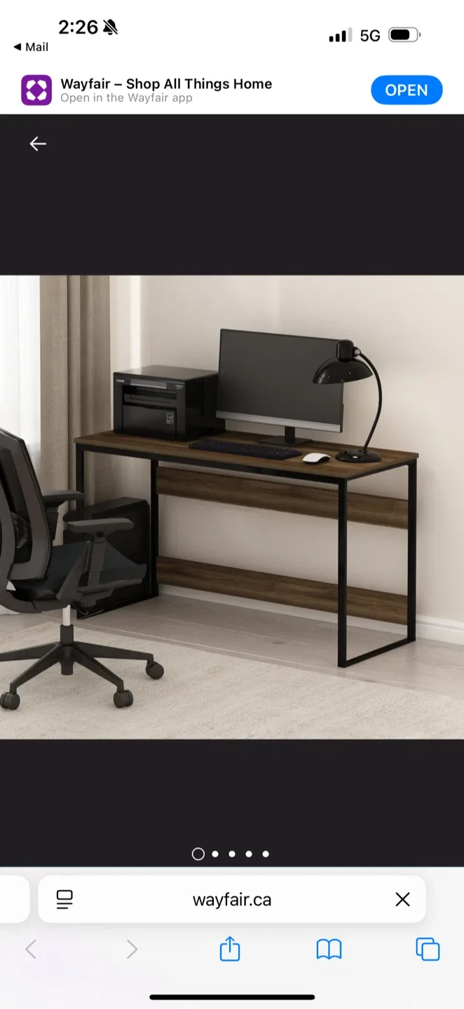 Desk, Brown/Black, 52" Wide thumbnail