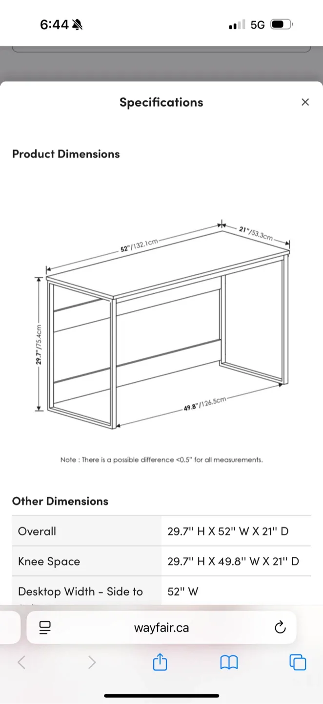 Desk, Brown/Black, 52" Wide image indicator(5)
