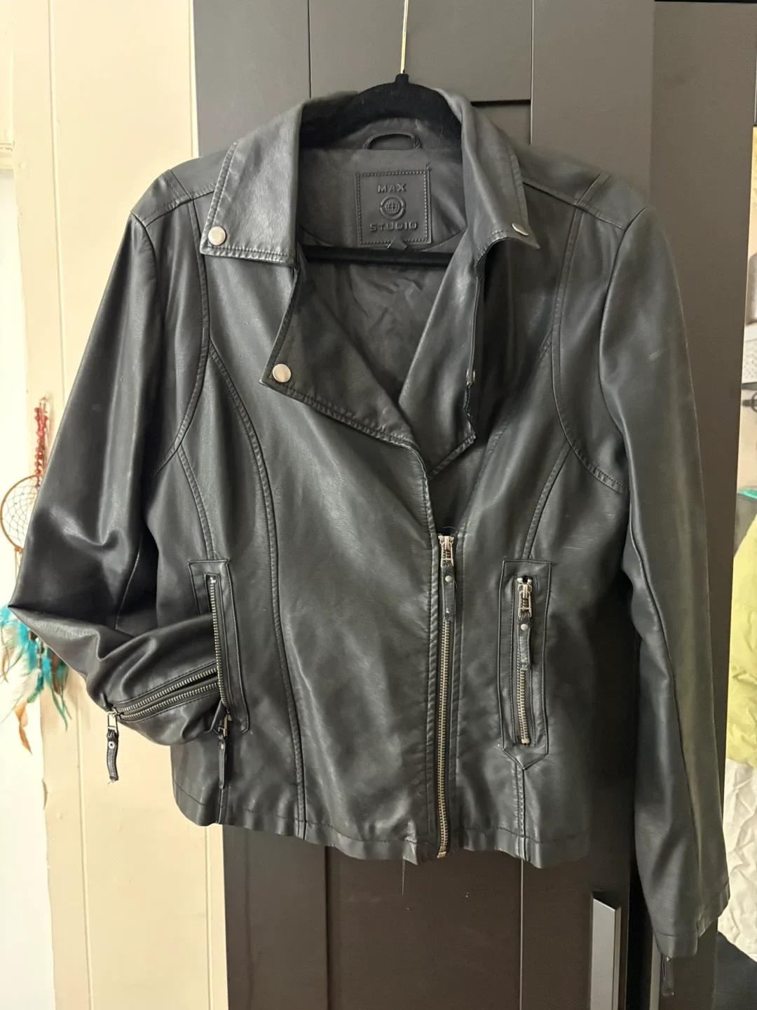 Max Studio Black Leather Jacket image indicator(2)