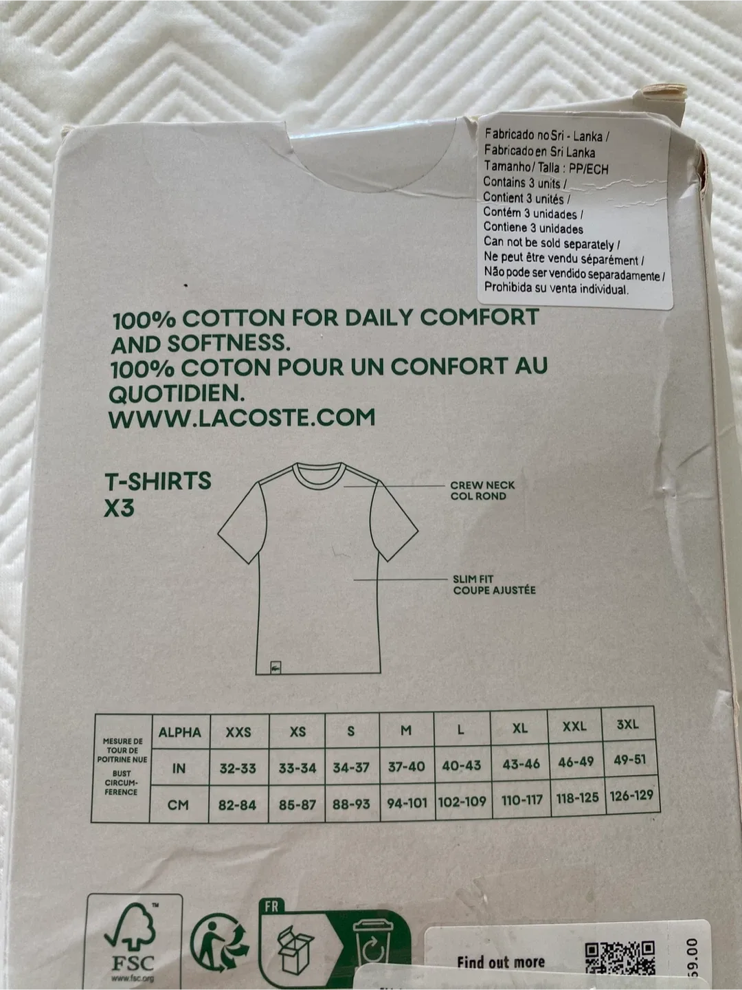 Lacoste Crew Neck Tee Slim Fit (Size XS) image indicator(2)