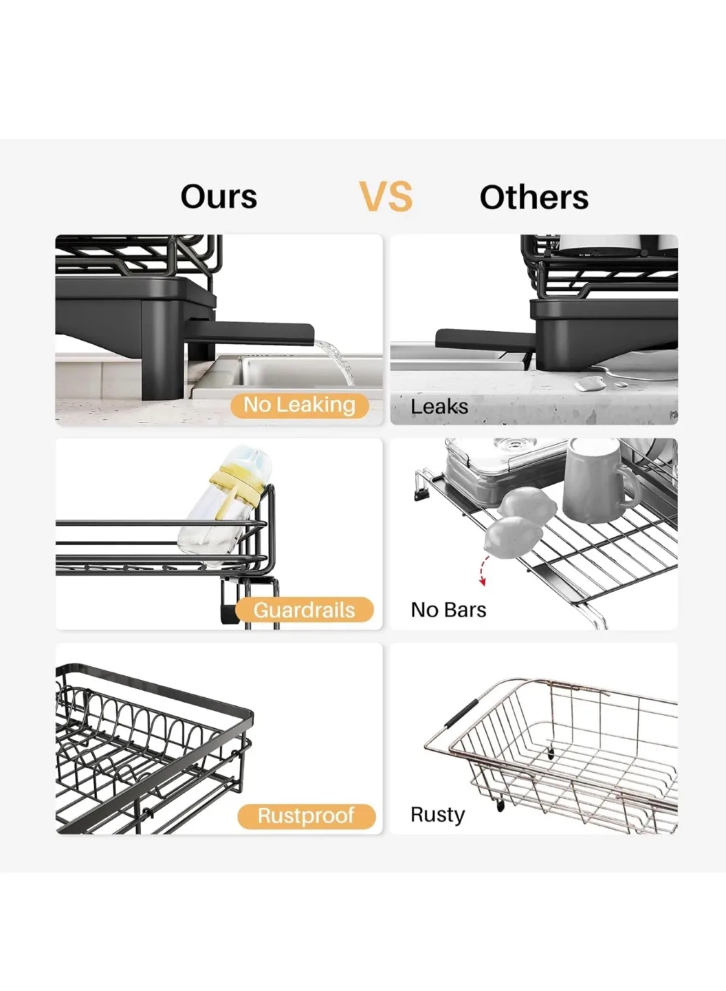 Extendable Dish Drying Rack - Black image indicator(4)