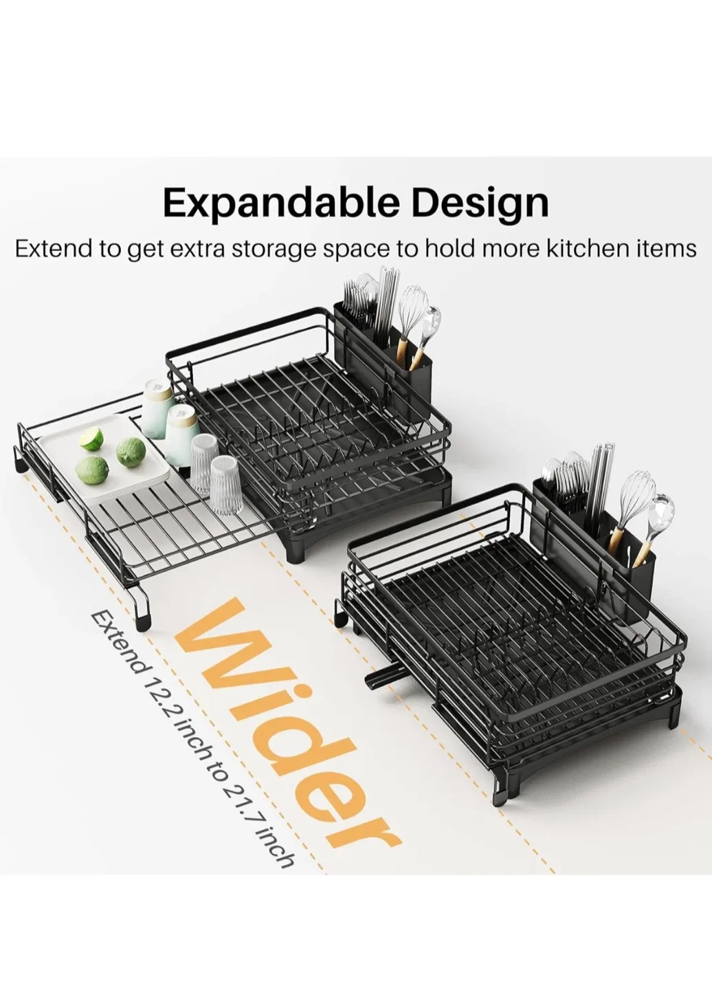 Extendable Dish Drying Rack - Black image indicator(5)