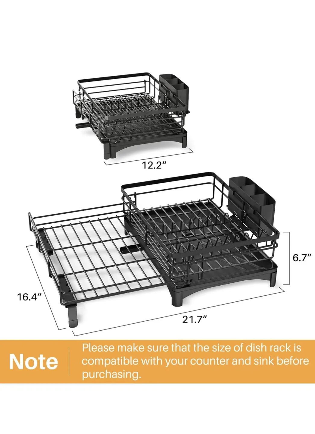Extendable Dish Drying Rack - Black image indicator(2)