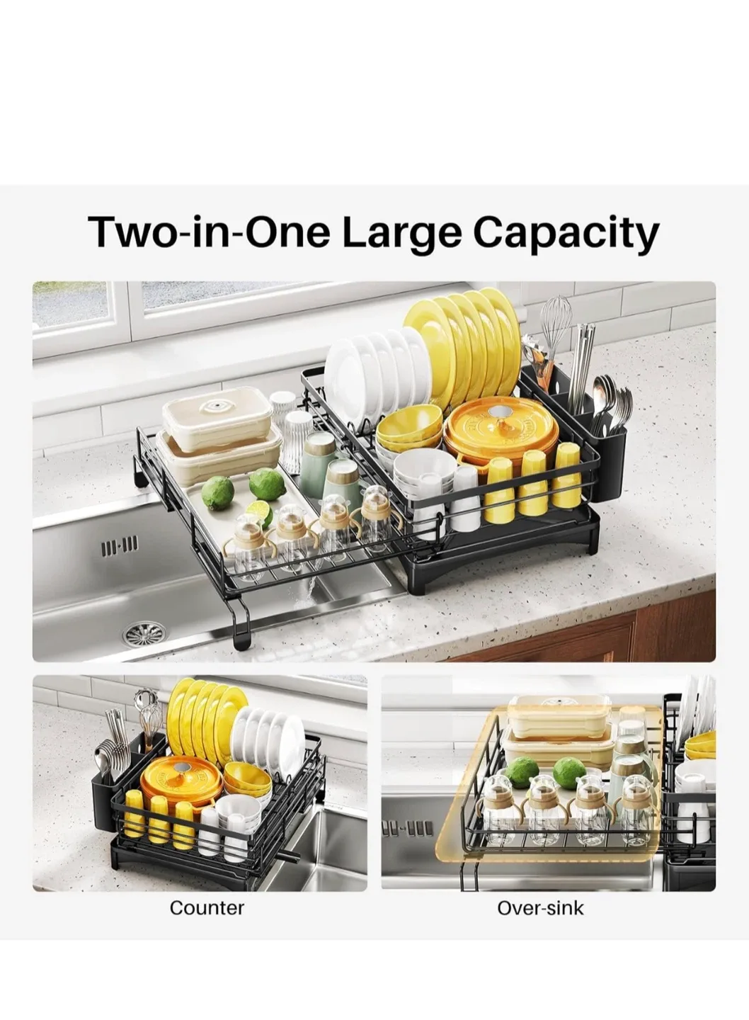 Extendable Dish Drying Rack - Black image indicator(3)