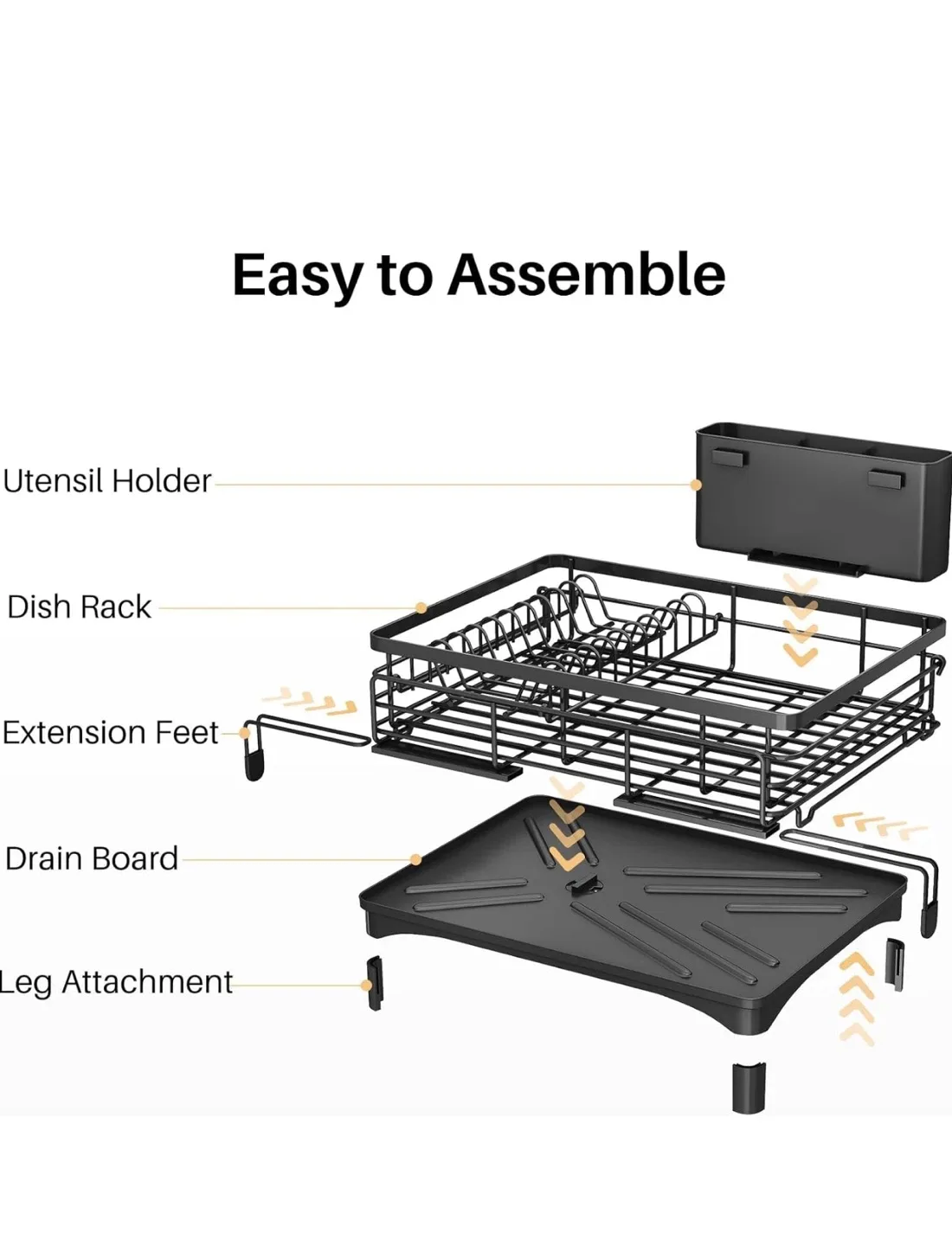 Extendable Dish Drying Rack - Black image indicator(8)