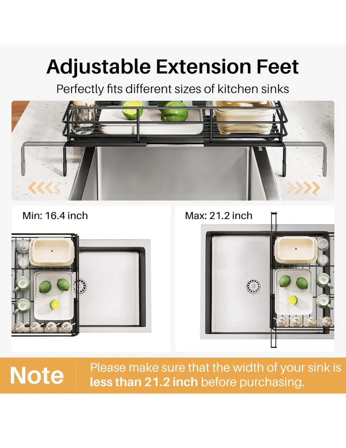 Extendable Dish Drying Rack - Black image indicator(7)