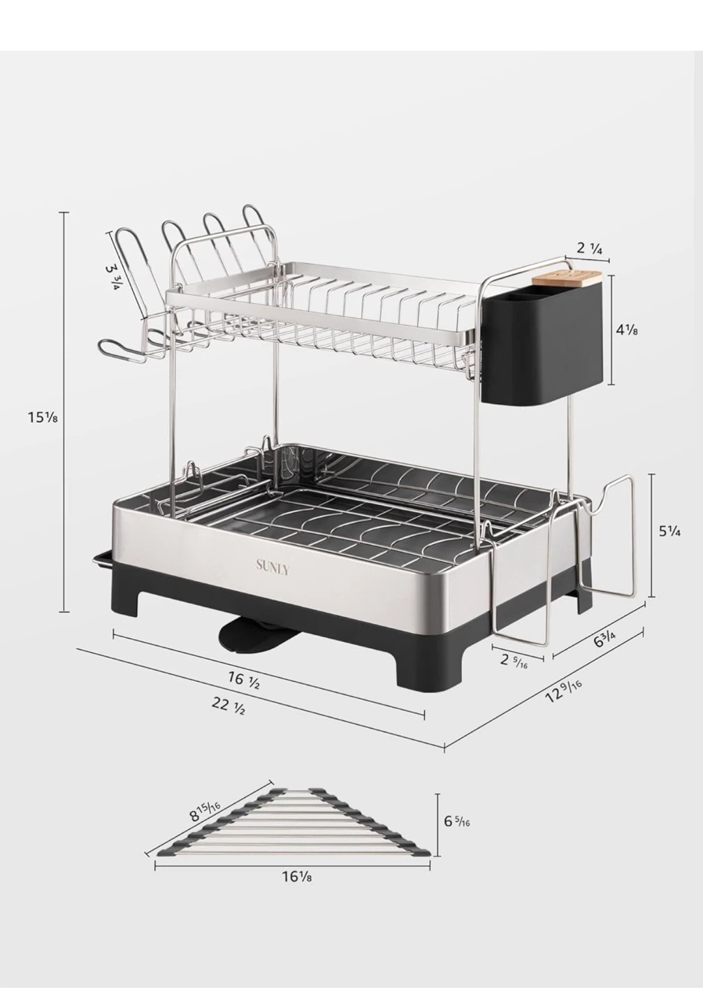 SUNLY 2-Tier Dish Drying Rack - Black - photo 2