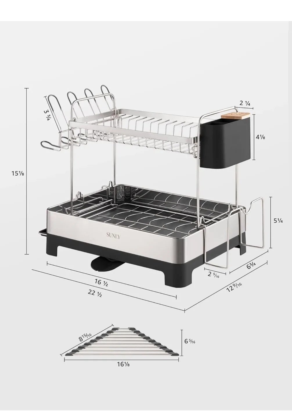 SUNLY 2-Tier Dish Drying Rack - Black image indicator(2)