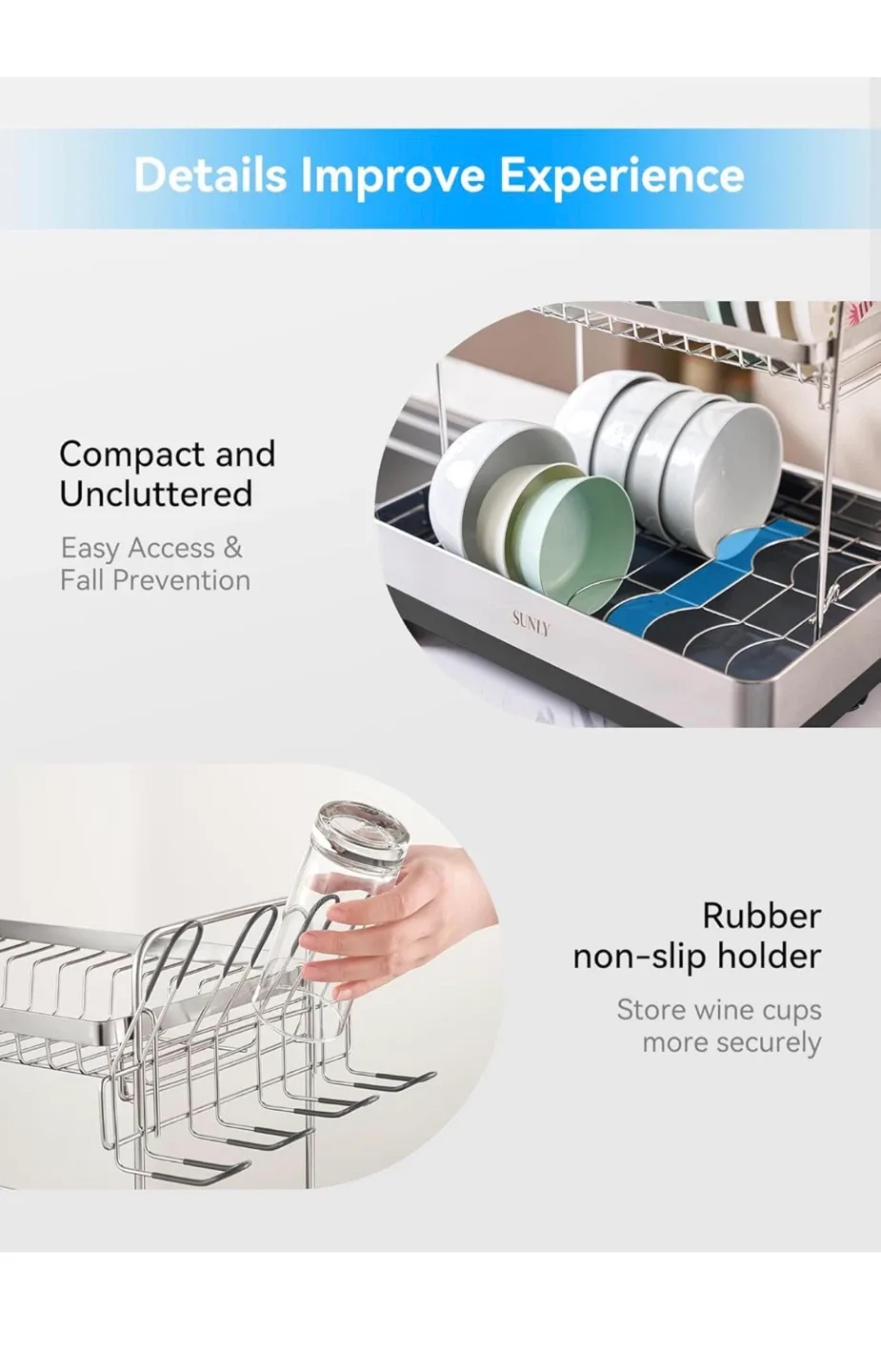 SUNLY 2-Tier Dish Drying Rack - Black image indicator(6)