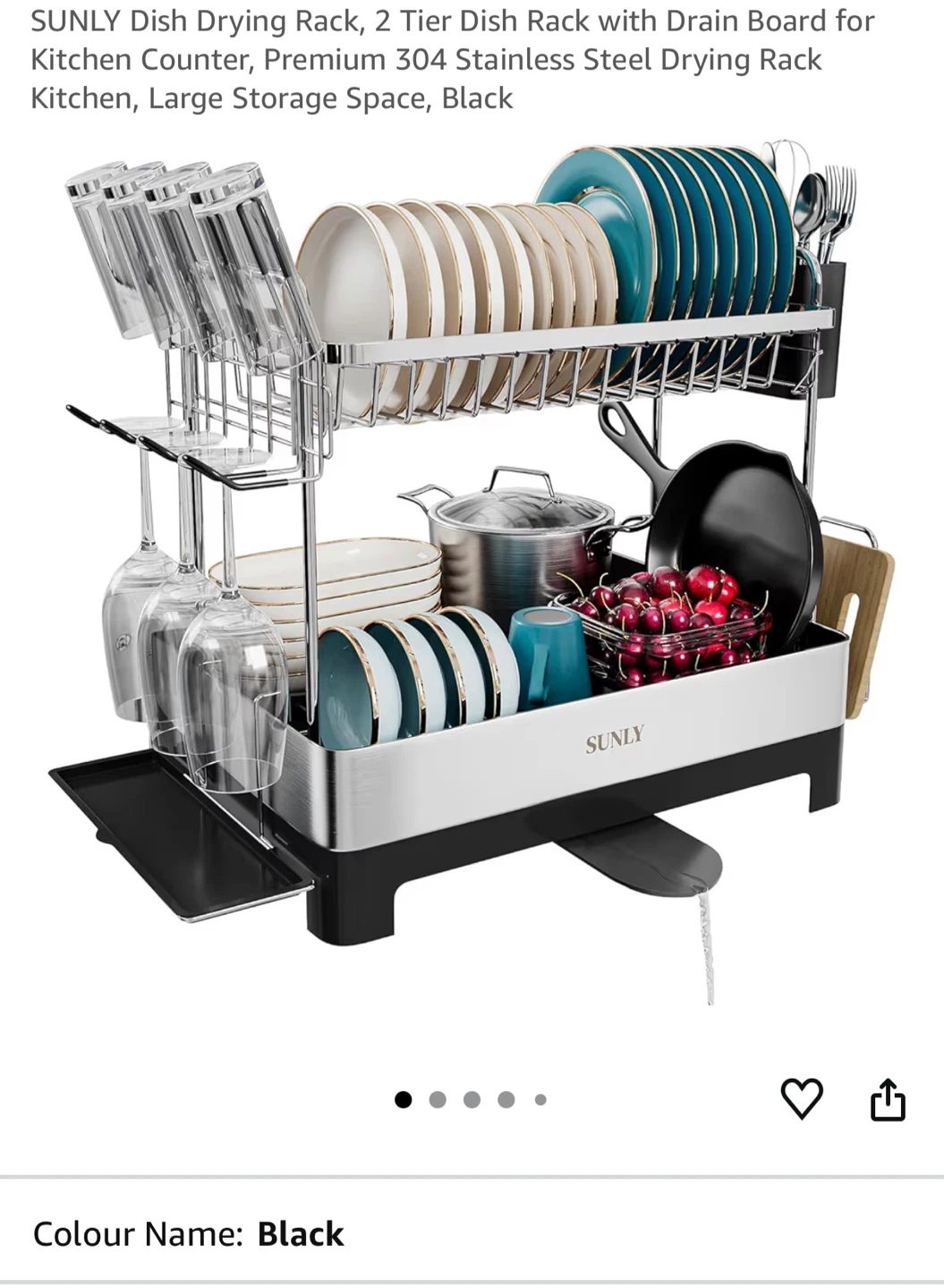 SUNLY 2-Tier Dish Drying Rack - Black