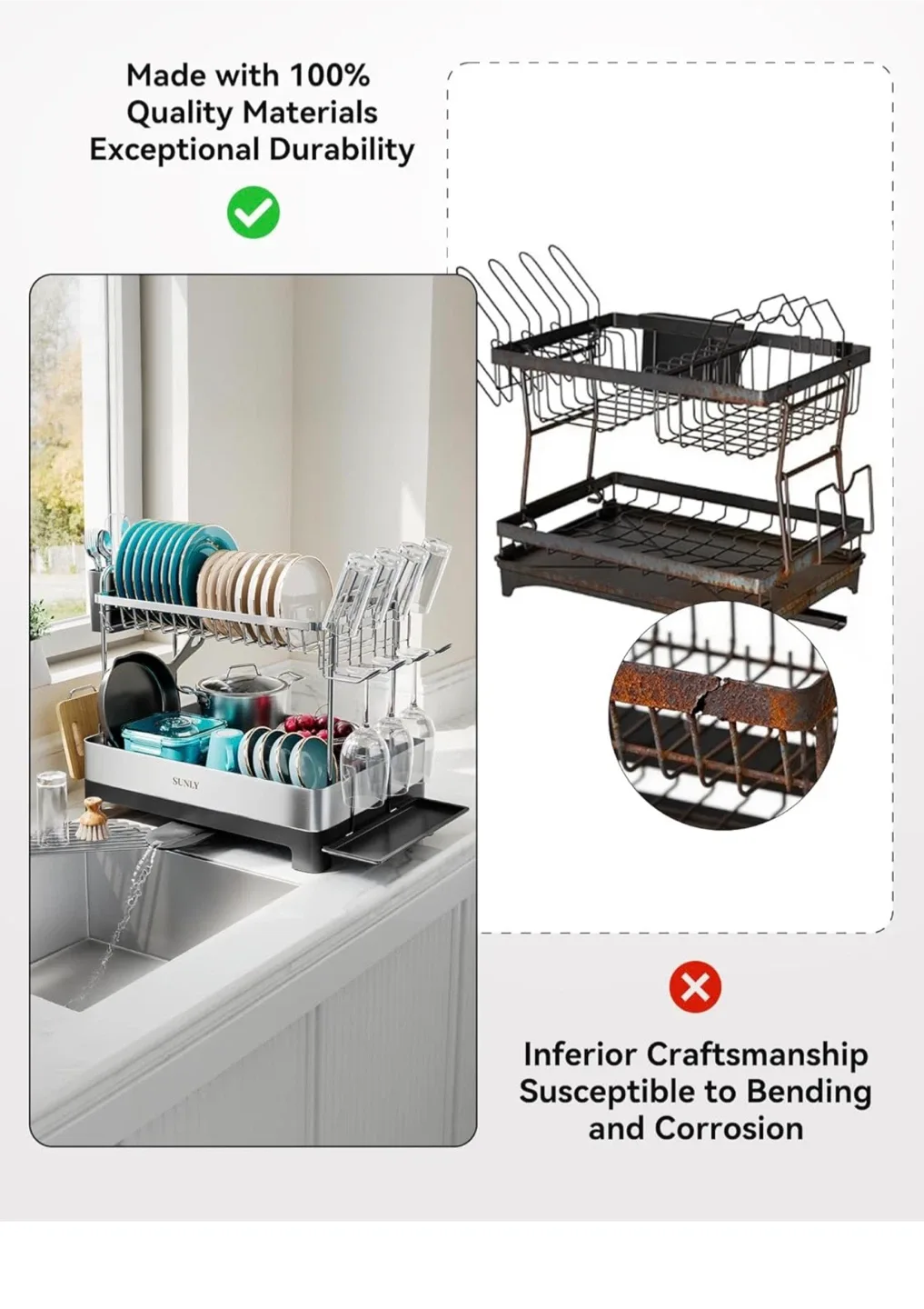 SUNLY 2-Tier Dish Drying Rack - Black image indicator(7)