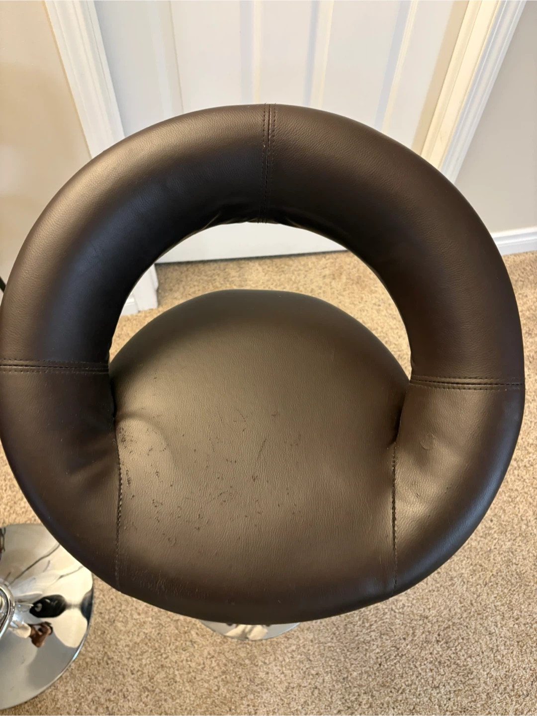 Pair of Brown Leather Bar Stools - photo 4