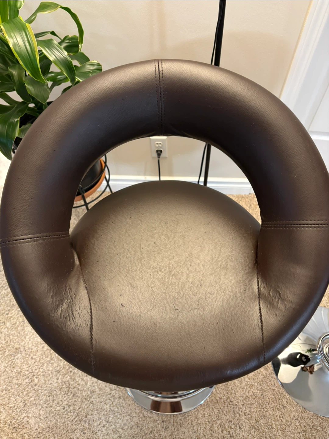 Pair of Brown Leather Bar Stools - photo 3