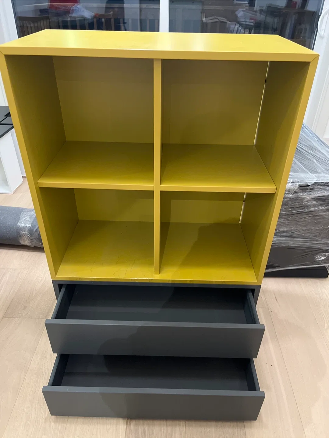 IKEA EKET Yellow shelf + Grey Drawers