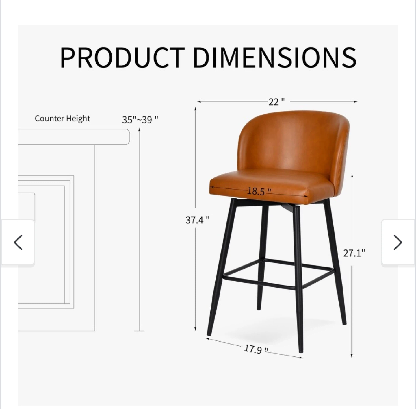 Set of 2 Brown Counter Height Swivel Barstools - photo 4
