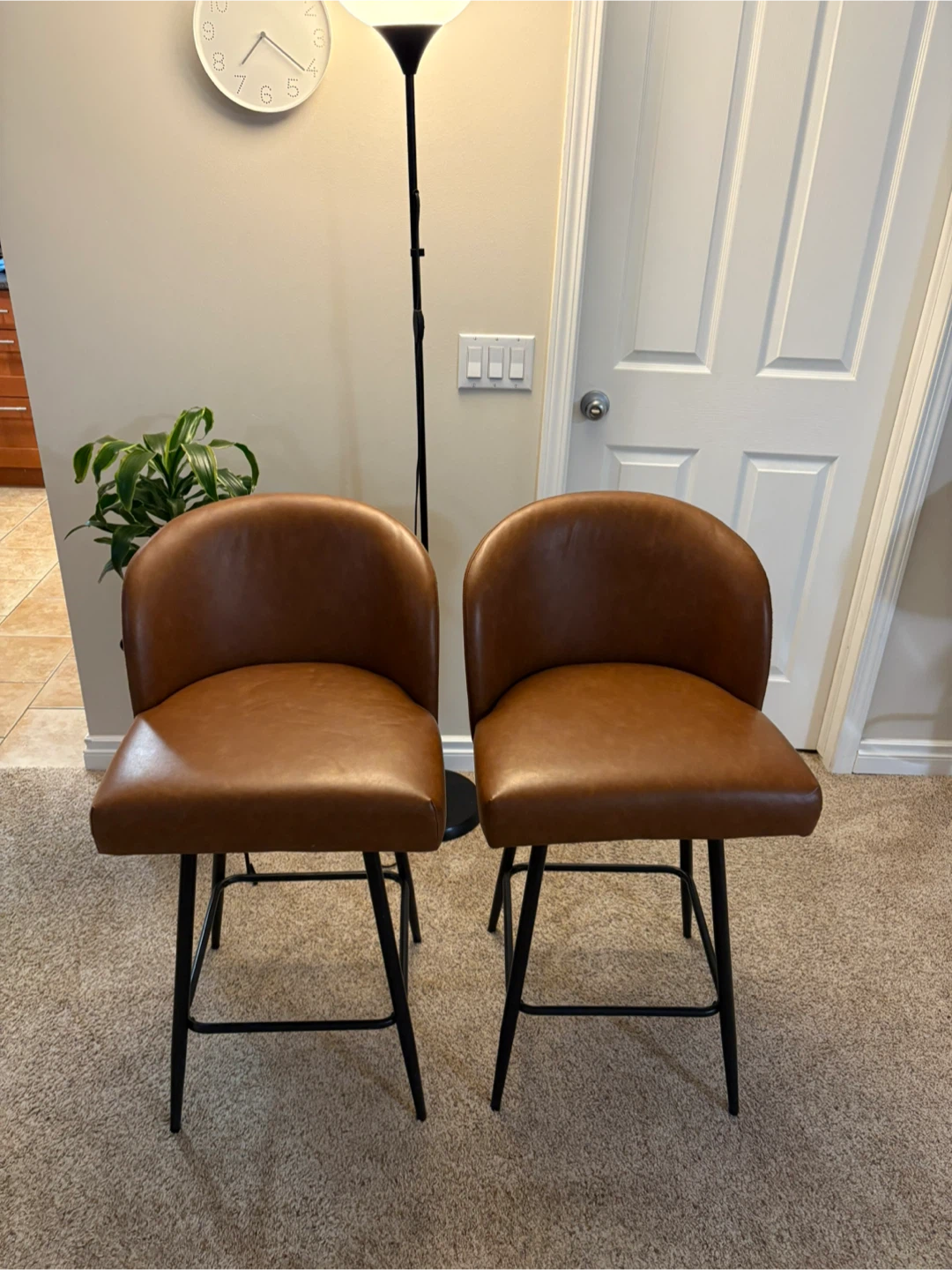 Set of 2 Brown Counter Height Swivel Barstools